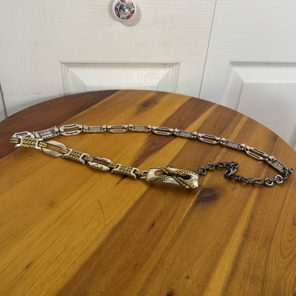 Vintage 1997 marked R silver gold tone chain style belt